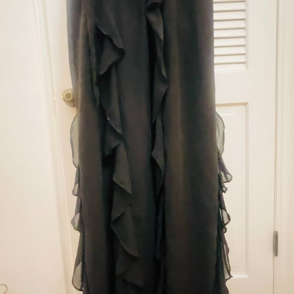Barbie x Azazie Black Ruffle Slit Maxi Dress A4 - Picture 7 of 11